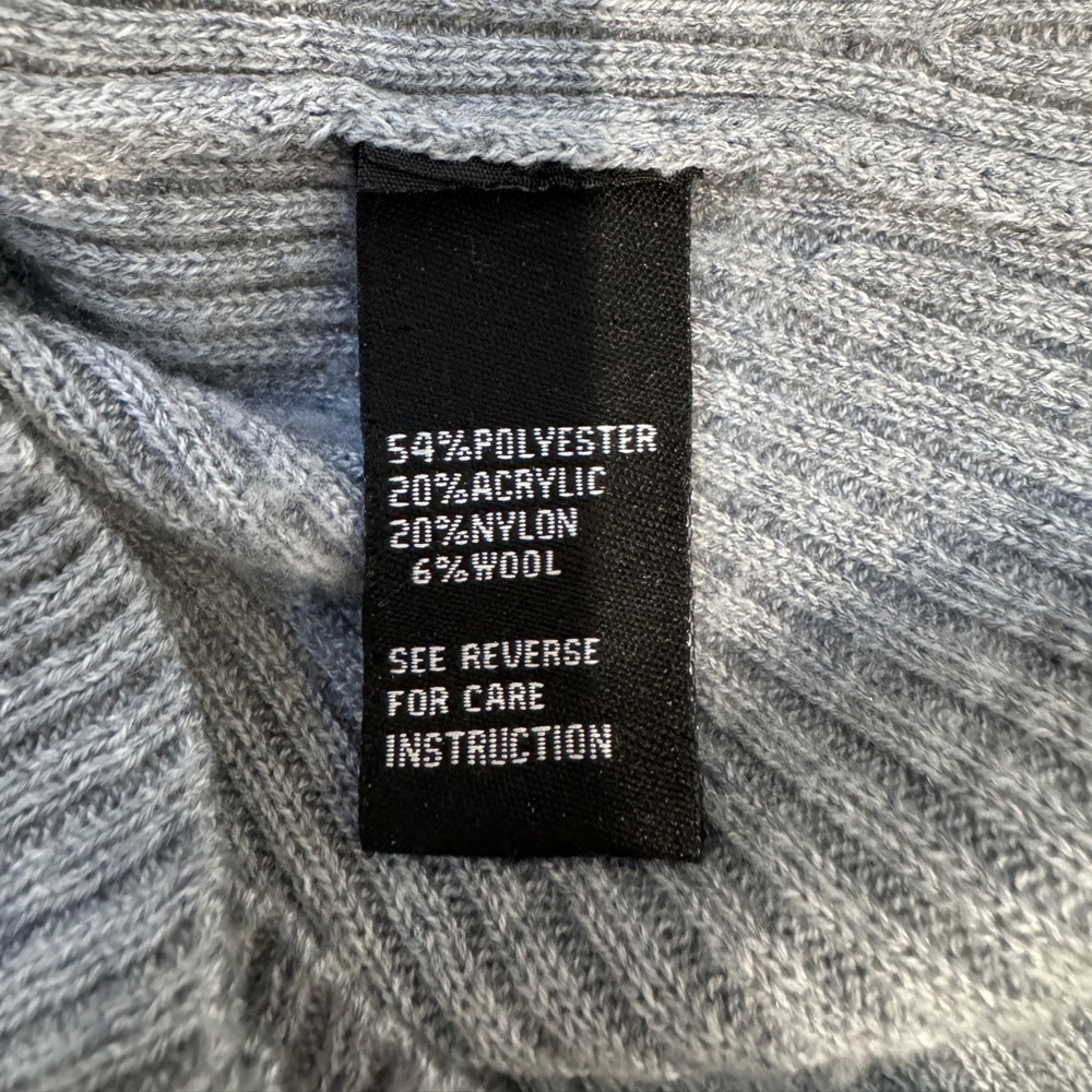 Cliche Gray Ribbed Ruffle Shoulder Wool Blend Sweater (S) - Picture 7 of 7